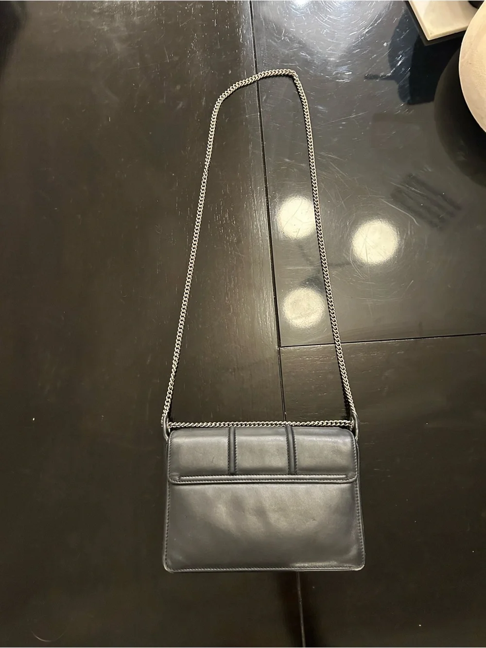 Lanvin Black Leather Chain Crossbody Bag